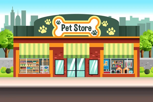 Tienda de mascotas Ilustración — Vector de stock