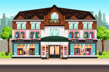 Fransız Butik Alışveriş Mağazaları Vektör İllüstrasyonu