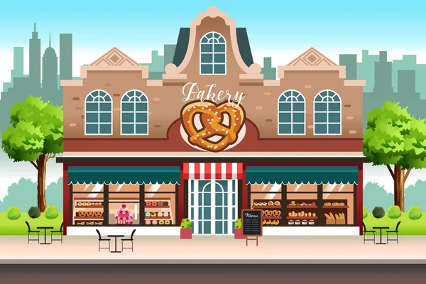 French Bakery Shop Store Vector Illustration — Stock Vector