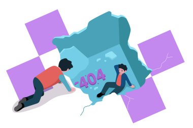 Kırık Zemin veya Tavan 404 Web Sitesi Hata İllüstrasyonunu gösteren bir vektör çizimi