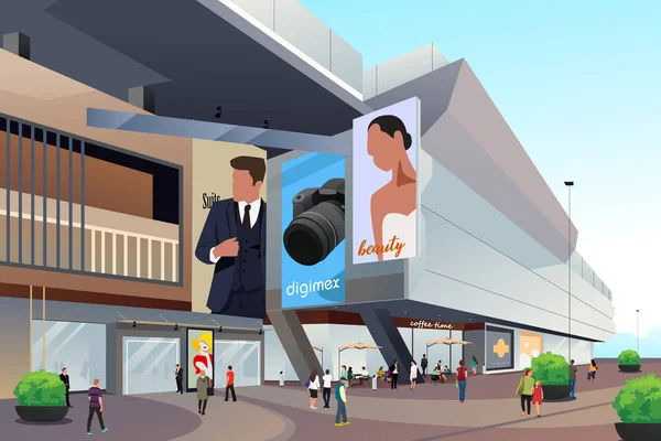 Illustration Vectorielle People Shopping Mall — Image vectorielle