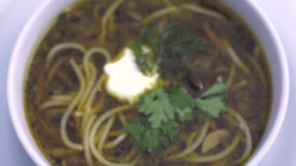 Soup with meat. View from above — Stock Footage Soup with meat. View from above Royalty Free Stock Footage