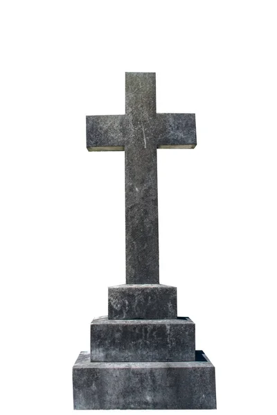Lápida en blanco aislado en blanco listo para su inscripción — Foto de Stock