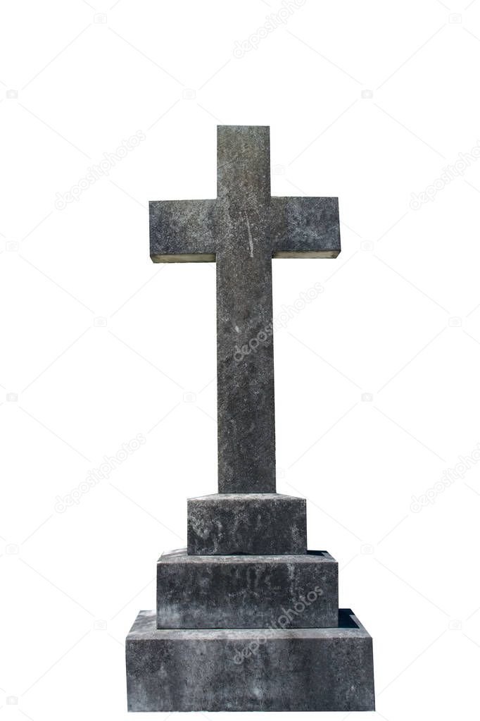 Blank gravestone isolated on white ready for inscription