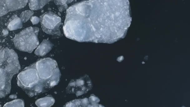 トップダウンビュー｜流氷の上を飛ぶ南極ドローン. — ストック動画