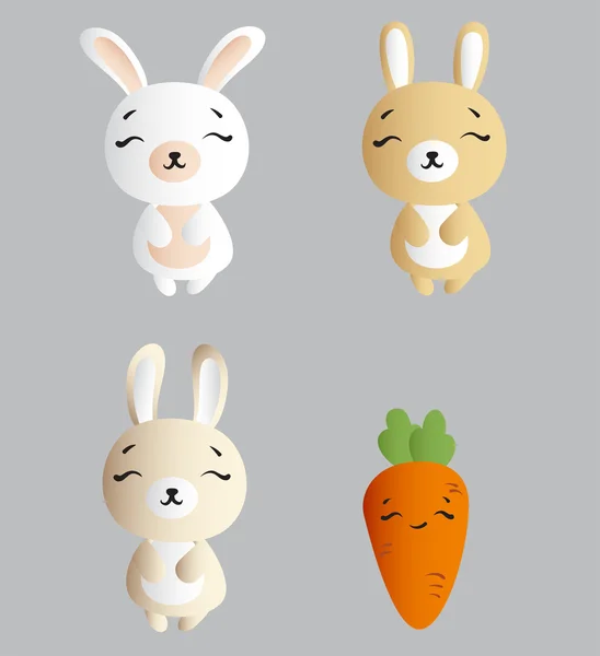 Bunnies and carrot — Stock Vector