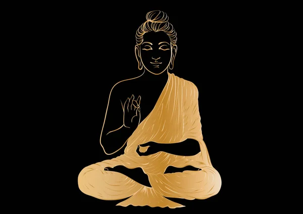 Dessin d'une statue de Bouddha — Image vectorielle