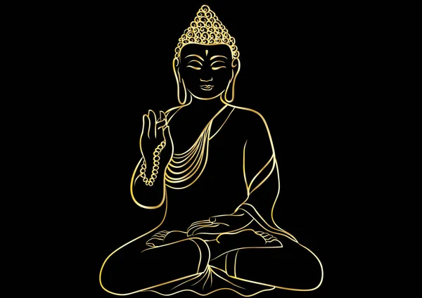 Dibujo de una estatua de Buda — Vector de stock