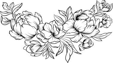 çiçekler şakayık ile çizgi sanat handdrawn sınır