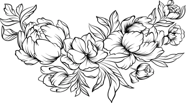 çiçekler şakayık ile çizgi sanat handdrawn sınır