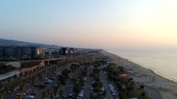 Luftflüge Über Einer Haifa Küste Mit Einem Karmel Mit Klarem — Stockvideo