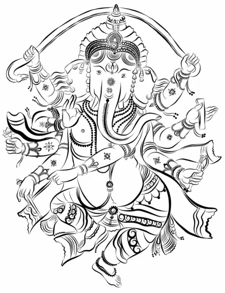 Kresba Ganeshy ve stylu ilustrace liniového umění — Stock fotografie