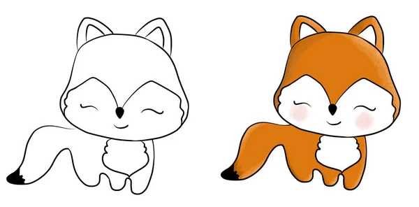 Kreslené roztomilé hračky ručně kreslené lišky — Stock fotografie