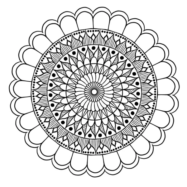 Ritning av blommig rund spets orientalisk Mandala — Stockfoto