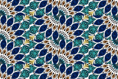 Renkli çiçekli etnik mandala desenli doğu motifi