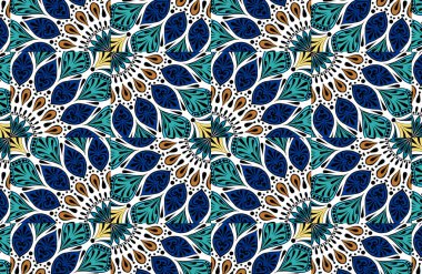 Renkli çiçekli etnik mandala desenli doğu motifi