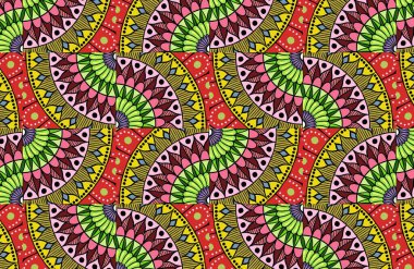 Renkli çiçekli etnik mandala desenli doğu motifi