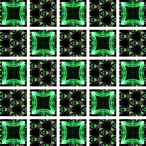 Fractal patrón creativo sin costuras en colores verdes — Foto de Stock