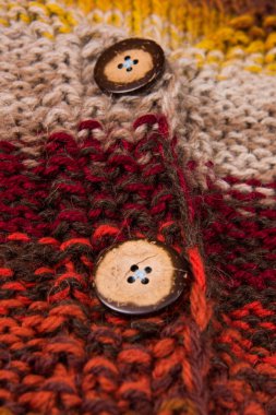 çizgili renkli yün doku ve düğmeleri