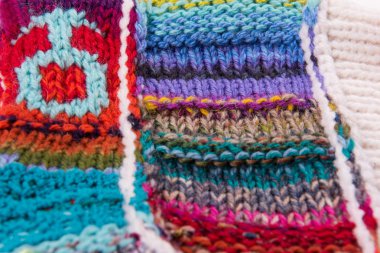 çizgili renkli yün doku