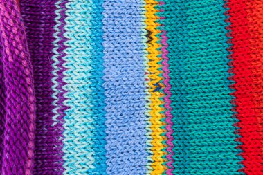 çizgili renkli yün doku