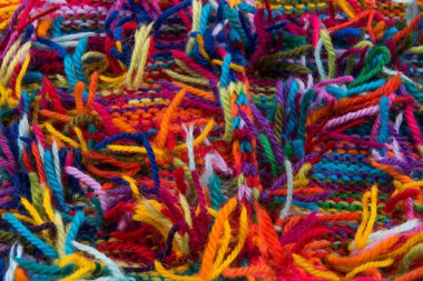 çizgili renkli yün doku