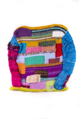 çizgili renkli yün doku