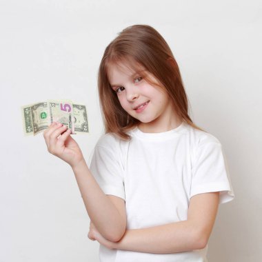 Nakit para dolar ABD ile küçük kız moda