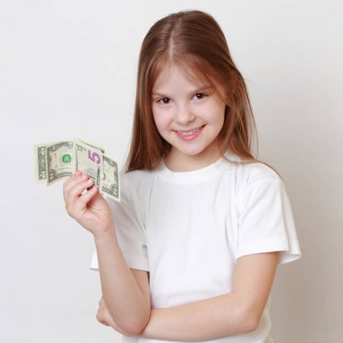 Nakit para dolar ABD ile küçük kız moda
