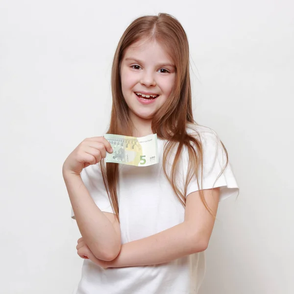 Μικρό Κορίτσι Εκμετάλλευση Ευρώ — Φωτογραφία Αρχείου