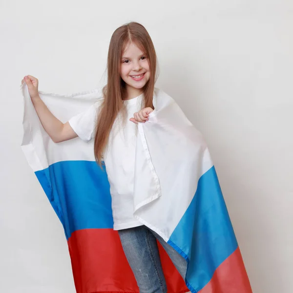 Дівчинка Прапор Росії — стокове фото