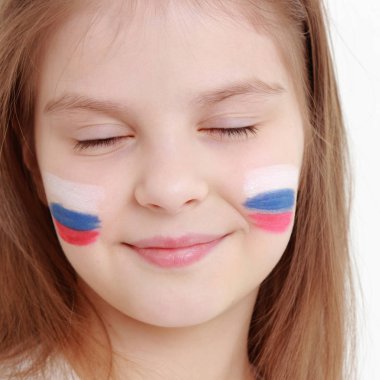 Gülen mutlu küçük kız Rus bayrağı simgesi olan