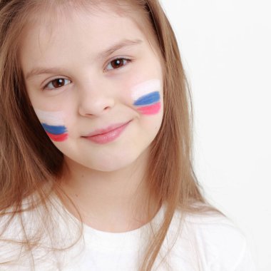 Gülen mutlu küçük kız Rus bayrağı simgesi olan