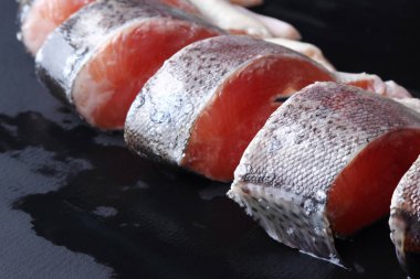 siyah arka plan üzerinde alabalık