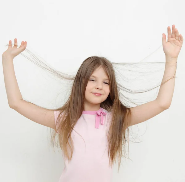 Cheerful Fashion Model Healthy Hair — Stock Photo, Image