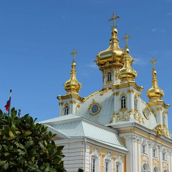 Palacio de la iglesia de los Santos Pedro y Pablo en Peterhof . — Foto de Stock