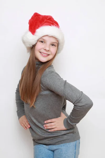 Dziewczynka Santa Hat — Zdjęcie stockowe