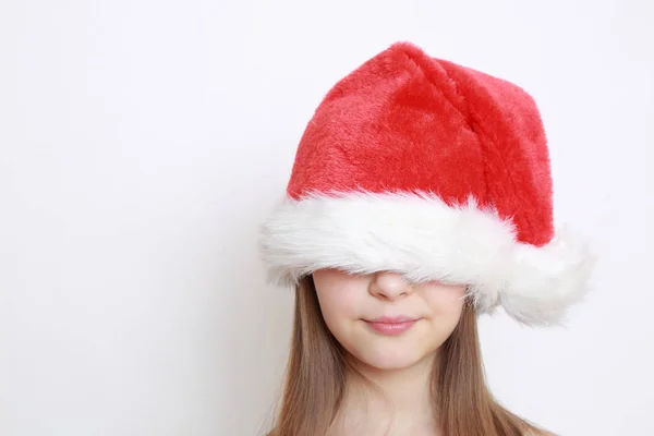 Bambina Cappello Babbo Natale — Foto Stock