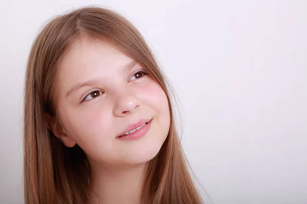 Funny Happy Caucasian Kid Studio Portrait — Stock Photo, Image