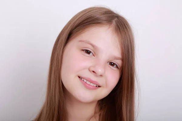 Funny Happy Caucasian Kid Studio Portrait — Stock Photo, Image