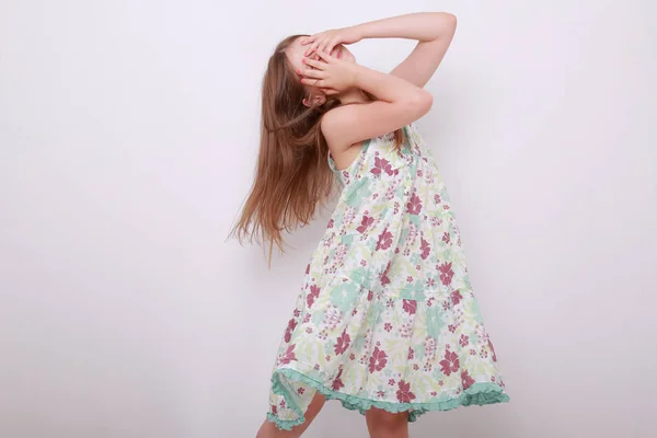 Funny Happy Caucasian Kid Studio Portrait — Stock Photo, Image