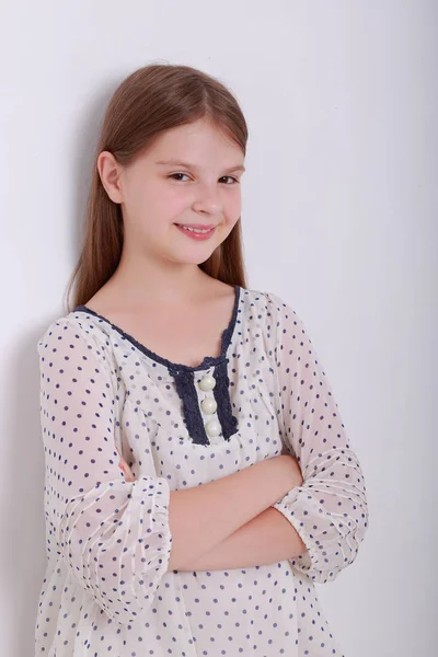 Funny Happy Caucasian Kid Studio Portrait — Stock Photo, Image