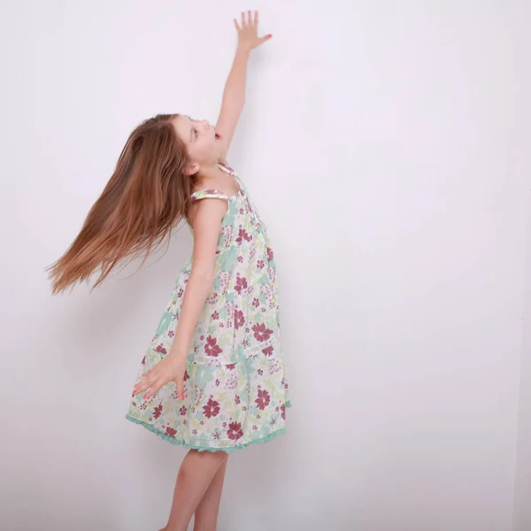 Funny Happy Caucasian Kid Studio Portrait — Stock Photo, Image