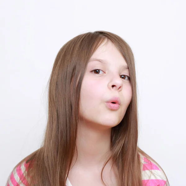 Lovely Portrait Beautiful Emotional Little Girl — Stock Photo, Image