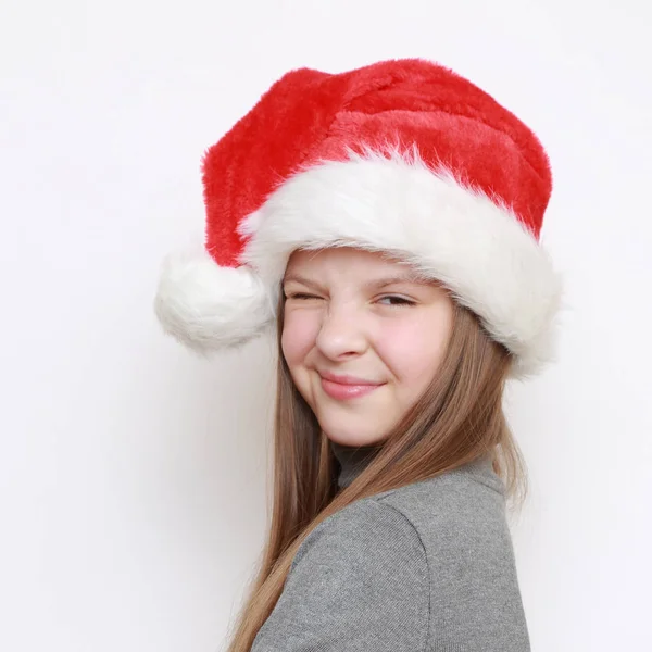 Malá Holčička Santa Hat — Stock fotografie