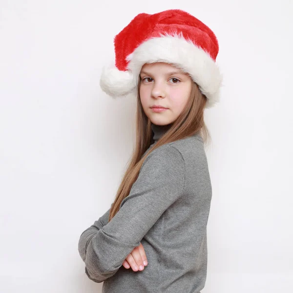 Little Girl Santa Hat — Stock Photo, Image