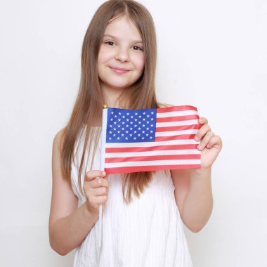 küçük kız ABD bayrağı studio holding