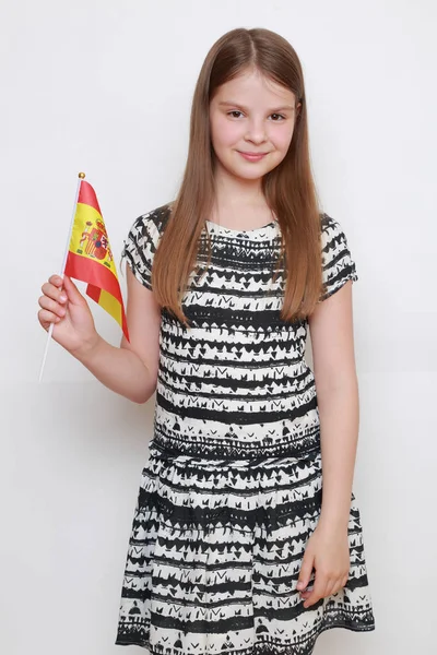 Hermosa Adolescente Bandera España Bandera España —  Fotos de Stock