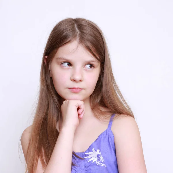 Adorable Portrait Emotional Little Girl — Stock Photo, Image