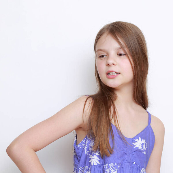 Adorable portrait of emotional little girl